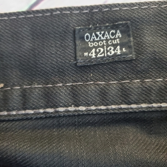 MEK USA DNM OAXACA BOOTS CUT BLACK WITH GOLD JEANS SIZE 42X34 - Picture 9 of 13